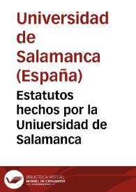 Portada:Estatutos hechos por la Uniuersidad de Salamanca