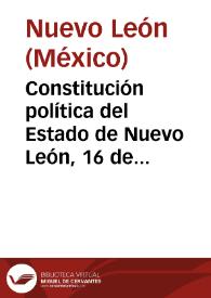Portada:Constitución política del Estado de Nuevo León, 16 de diciembre de 1917