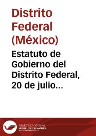 Portada:Estatuto de Gobierno del Distrito Federal, 20 de julio de 1994