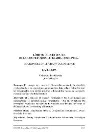 Portada:Límites conceptuales de la competencia literaria conceptual / José Rienda