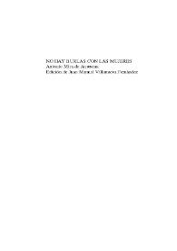 Portada:No hay burlas con las mujeres / Antonio Mira de Amescua ; ed. Juan M. Villanueva Fernández