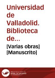 Portada:[Varias obras] [Manuscrito]