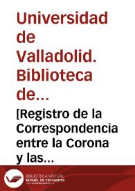 Portada:[Registro de la Correspondencia entre la Corona y las autoridades de Valencia para la gobernación del Reino durante los años 1685-1687] [Manuscrito]
