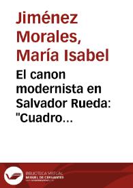 Portada:El canon modernista en Salvador Rueda: \"Cuadro oriental\" / María Isabel Jiménez Morales