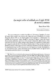 Portada:La mujer sobre el tablado en el siglo XVII: de actriz a autora / Teresa Ferrer Valls