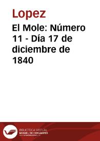 Portada:Número 11 - Día 17 de diciembre de 1840