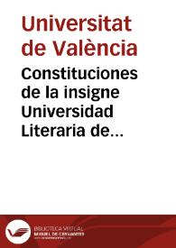 Portada:Constituciones de la insigne Universidad Literaria de la ciudad de Valencia