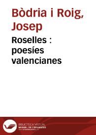 Portada:Roselles : poesíes valencianes