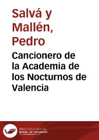 Portada:Cancionero de la Academia de los Nocturnos de Valencia