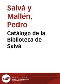 Portada:Catálogo de la Biblioteca de Salvá