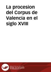Portada:La procesion del Corpus de Valencia en el siglo XVIII