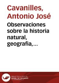 Portada:Observaciones sobre la historia natural, geografia, agricultura, poblacion y frutos del Reyno de Valencia