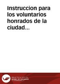 Portada:Instruccion para los voluntarios honrados de la ciudad y reyno de Valencia