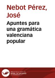 Portada:Apuntes para una gramática valenciana popular