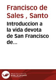 Portada:Introduccion a la vida devota de San Francisco de Sales ...
