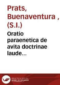 Portada:Oratio paraenetica de avita doctrinae laude recuperanda habita ad Senatum et Academiam Valentinam ... anni MDCCCXVII