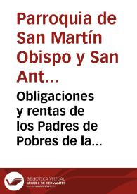 Portada:Obligaciones y rentas de los Padres de Pobres de la ... Parroquia de San Martin