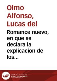 Portada:Romance nuevo, en que se declara la explicacion de los diez Mandamientos de la Ley de Dios