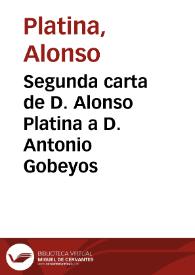 Portada:Segunda carta de D. Alonso Platina a D. Antonio Gobeyos
