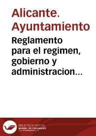Portada:Reglamento para el regimen, gobierno y administracion del cementerio municipal de la ciudad de Alicante : Ano 1921