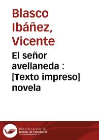 Portada:El señor avellaneda : novela