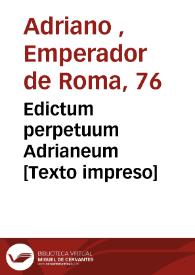 Portada:Edictum perpetuum Adrianeum [Texto impreso]