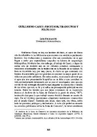 Portada:Guillermo Casey: profesor, traductor y filólogo / Luis Pegenaute