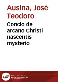 Portada:Concio de arcano Christi nascentis mysterio