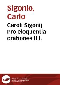 Portada:Caroli Sigonij Pro eloquentia orationes IIII.