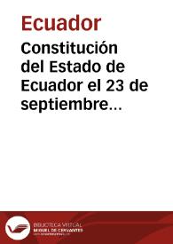 Portada:Constitución del Estado de Ecuador el 23 de septiembre 1830