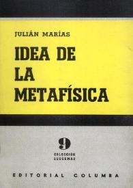 Portada:Idea de la metafísica / Julián Marías
