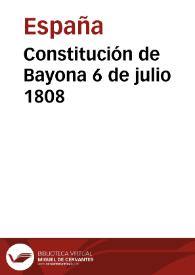 Portada:Constitución de Bayona de 6 de julio de 1808