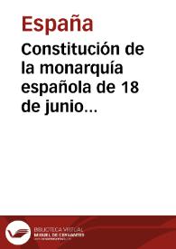 Portada:Constitución de la monarquía española de 18 de junio de 1837