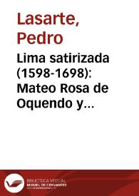 Portada:Lima satirizada (1598-1698): Mateo Rosa de Oquendo y Juan del Valle y Caviedes / Pedro Lasarte