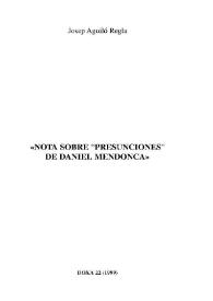 Portada:Nota sobre "Presunciones" de Daniel Mendonca / Josep Aguiló Regla