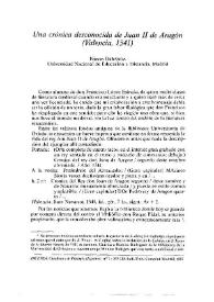 Portada:Una crónica desconocida de Juan II de Aragón (Valencia, 1541) / Nieves Baranda