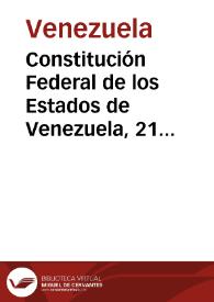 Portada:Constitución Federal de los Estados de Venezuela, 21 de diciembre 1811