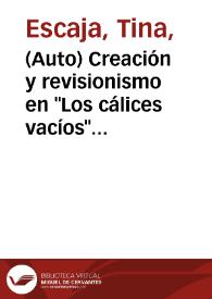 Portada:(Auto) Creación y revisionismo en \"Los cálices vacíos\" de Delmira Agustini / Tina Escaja