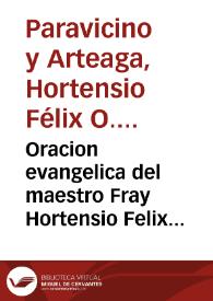 Portada:Oracion evangelica del maestro Fray Hortensio Felix Paravicino ... al patronato de  España, de la Santa Madre Teresa de Iesus ... en febrero de 1628.