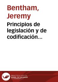 Portada:Principios de legislación y de codificación estractados de las obras del filósofo inglés Jeremías Bentham / por Francisco Ferrer y Valls ; tomo II