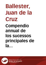 Portada:Compendio annual de los sucessos principales de la Europa en el año de 1705 / escrivelo el lic. don Juan de la Cruz...