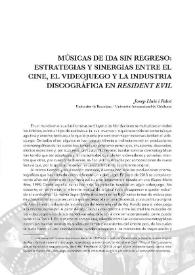 Portada:Músicas de ida sin regreso. Estrategias y sinergias entre el cine, el videojuego y la industria discográfica en "Resident Evil" / Josep Lluís i Falcó