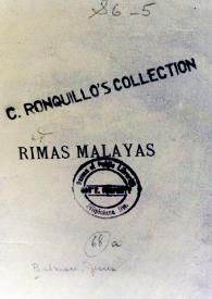 Portada:Rimas malayas / Jesús Balmori