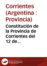 Portada:Constitución de la Provincia de Corrientes del 12 de febrero de 1993