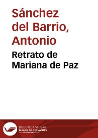 Portada:Retrato de Mariana de Paz / Antonio Sánchez del Barrio