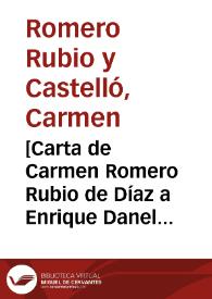 Portada:[Carta de Carmen Romero Rubio de Díaz a Enrique Danel en México. París, 30 de abril de 1912]