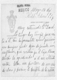 Portada:[Tarjeta postal de Carmen Romero Rubio de Díaz a Enrique Danel en México. París, 16 de mayo de 1914]