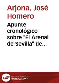 Portada:Apunte cronológico sobre \"El Arenal de Sevilla\" de Lope de Vega