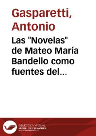 Portada:Las \"Novelas\" de Mateo María Bandello como fuentes del teatro de Lope de Vega Carpio