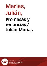 Portada:Promesas y renuncias / Julián Marías